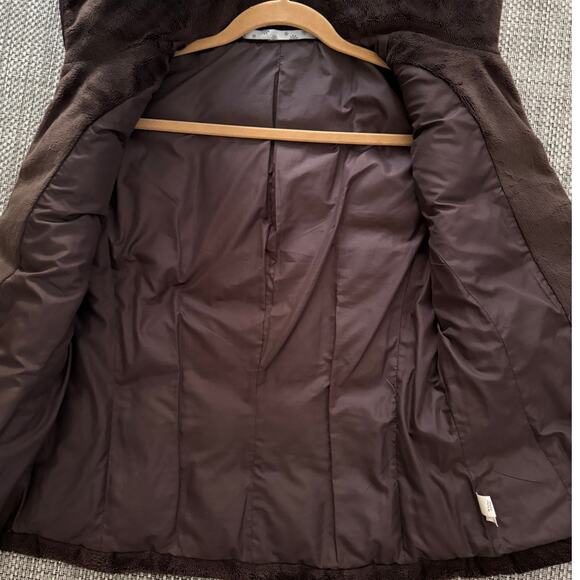 ATHLETA  Faux Fur Quilted Stand Collar Full Zip Vest M Brown Dark Academia Boho - Picture 3 of 6